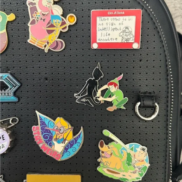 Black Loungefly Mini Backpack (Pins Included) - Picture 3 of 9